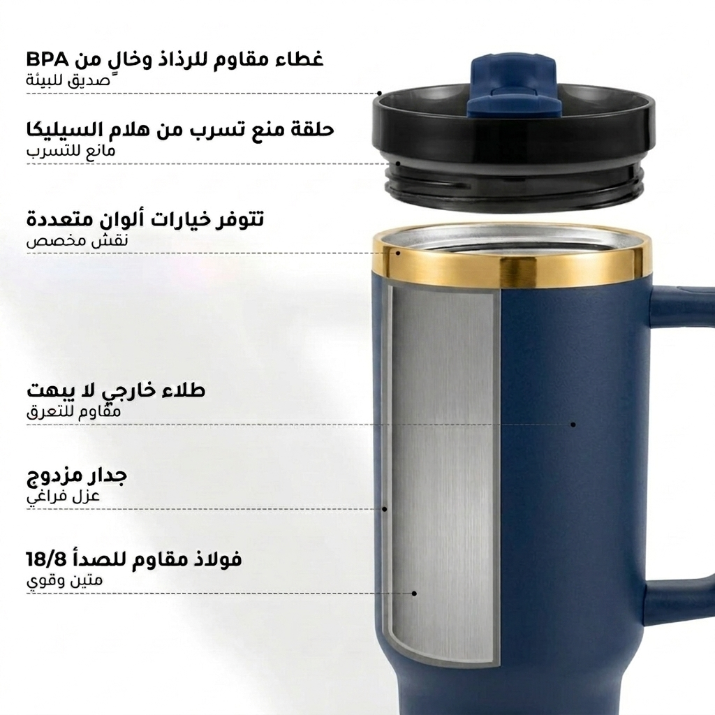 مق الممرضة - كوب حراري من الستانلس ستيل منقوش بالليزر بسعة 40oz (1.18لتر) مع مقبض قابل للإزالة